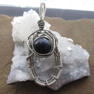 309 Hand Wire Wrapped Blue Goldstone Pendant